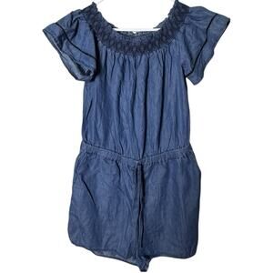 Love Tree Short Sleeve Elastic Waist Shorts Style Denim Romper Sz L New With Tag